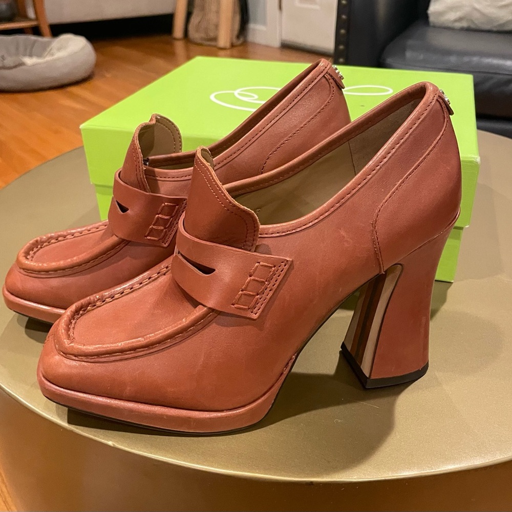 JEANETTE PLATFORM LOAFER, size 9, brown leather - Picture 4 of 7